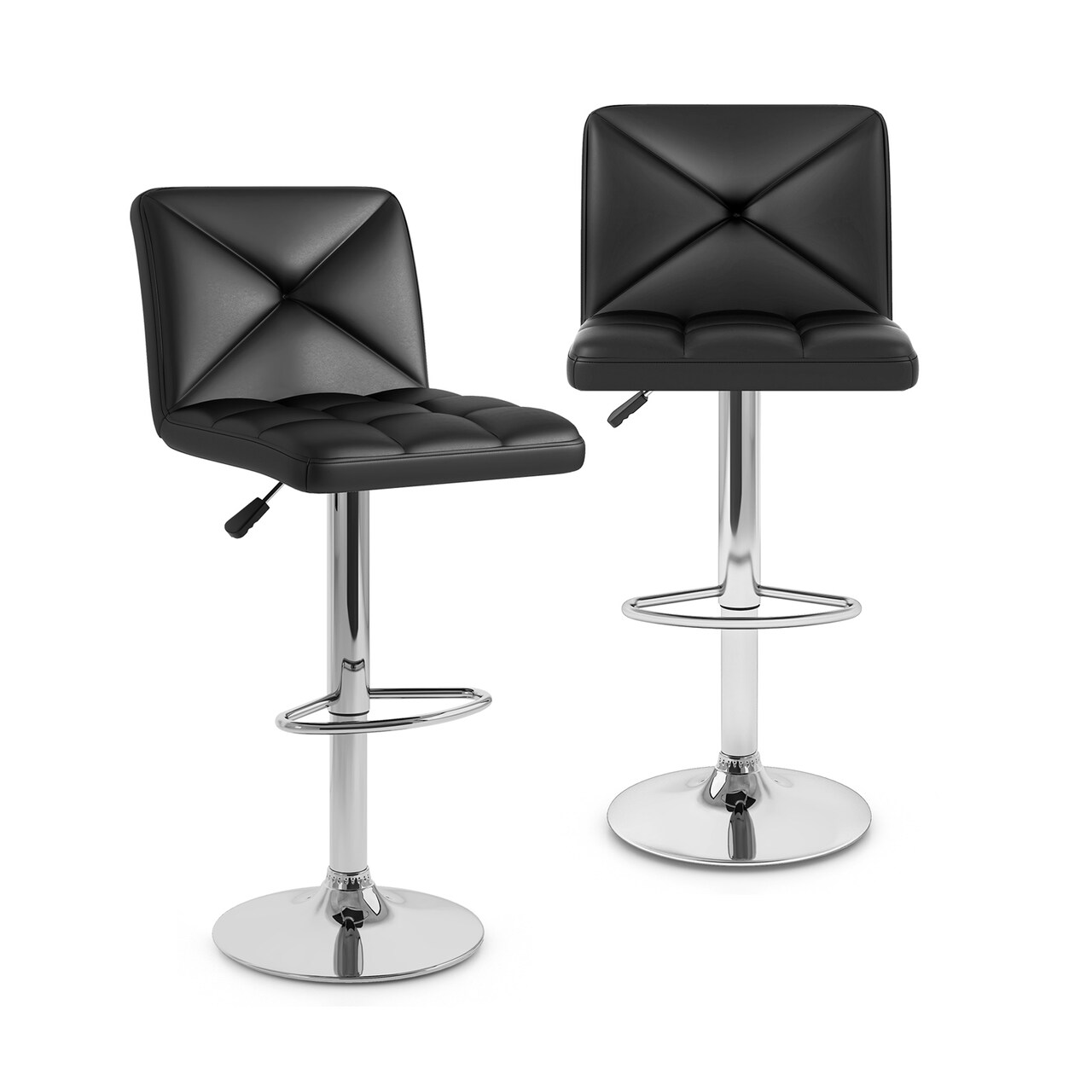 PU Leather Bar Stools Set of 2 with Backrest, Adjustable Height, Modern Design, Comfortable Seating